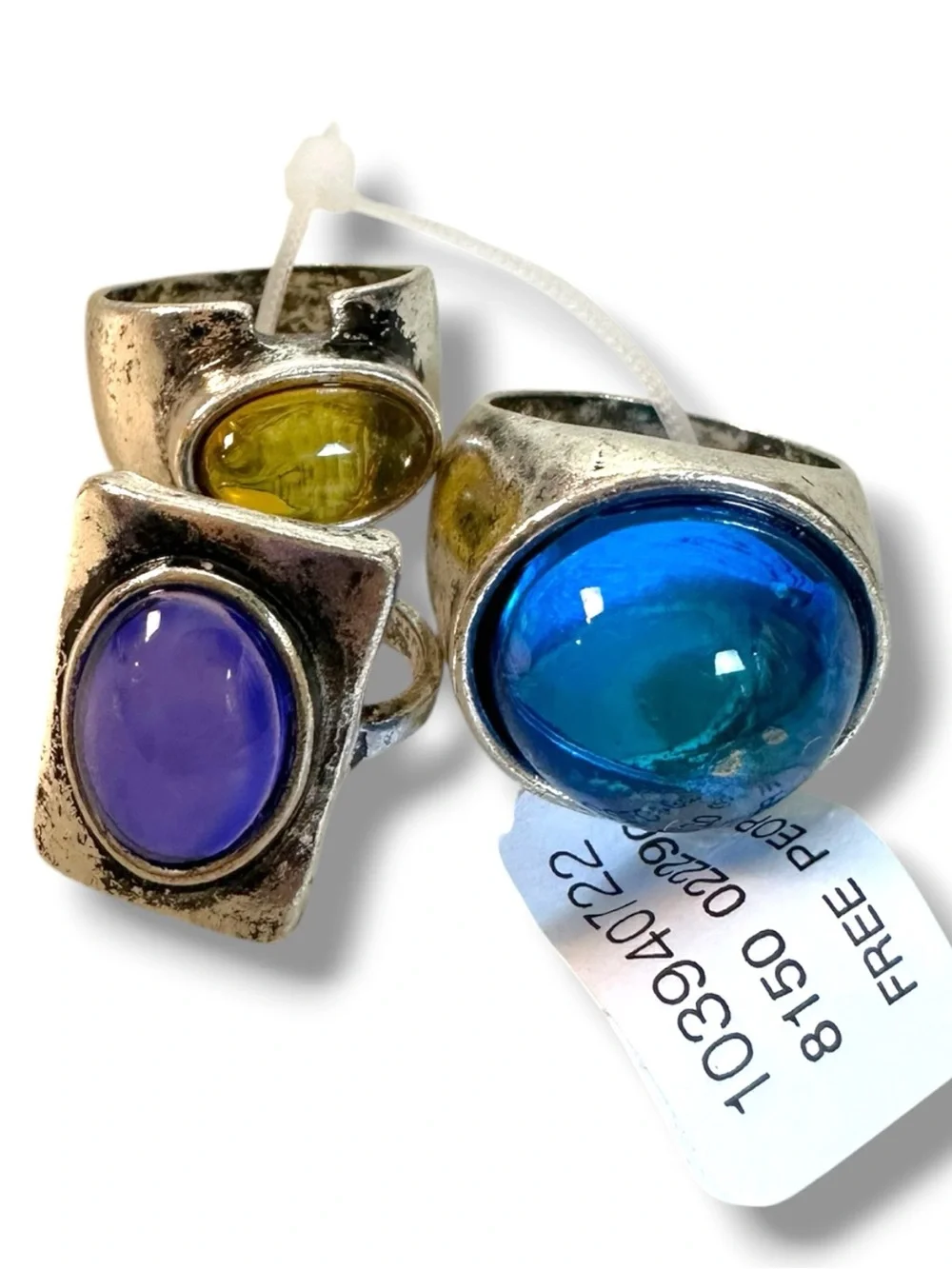 Free People Bohemian Chunky Vintage Inspired Hanson Ring Set Distressed Silver